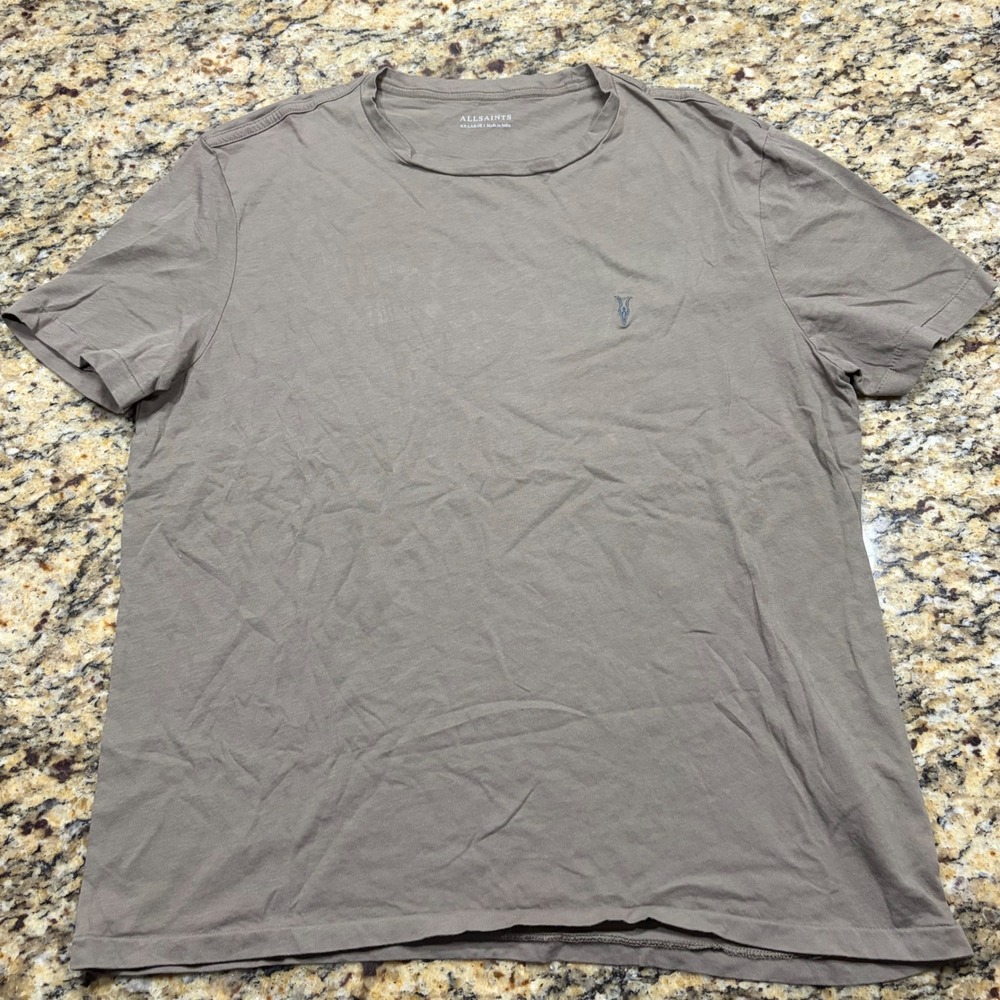 AllSaints Tonic Crew T-Shirt Mens XXLarge Brown Ramskull Logo Short Sleeve ws